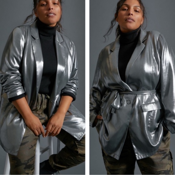 Maeve by Anthropologie Longline Metallic Blazer - Picture 2 of 8